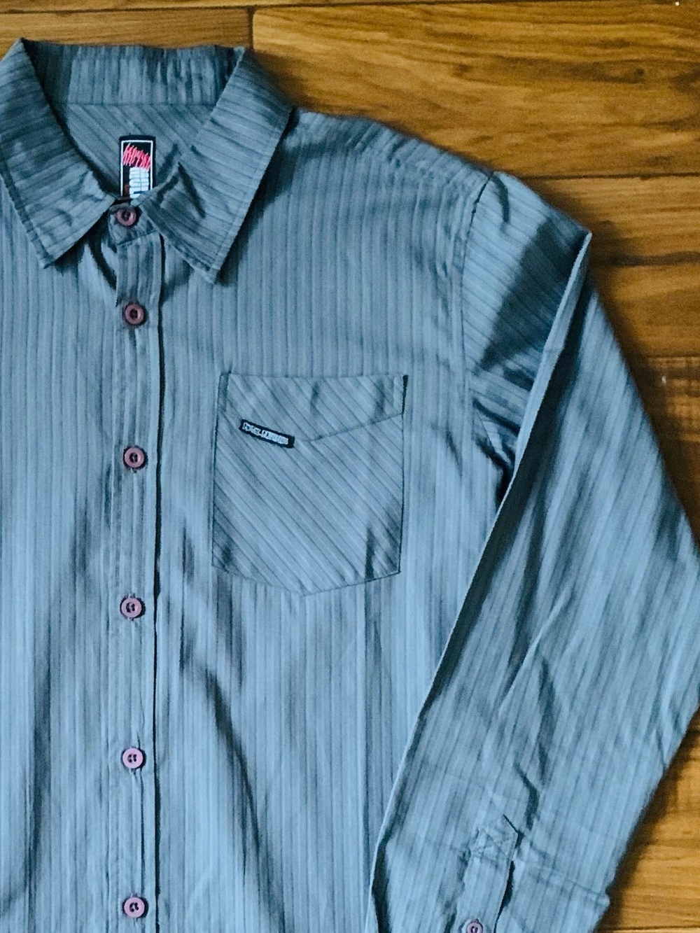 Metal Mulisha Striped Long Sleeve Grey Button Down Men’s Size Large